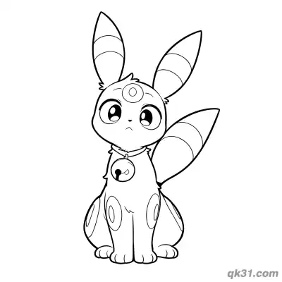 Free printable Umbreon With Bell Necklace Coloring Page coloring page