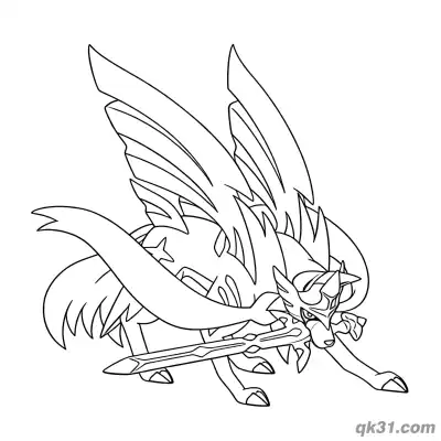 Free printable Zacian Crowned Sword Crouching Attack Coloring Page coloring page