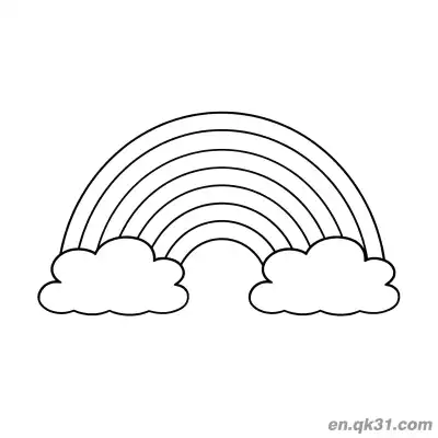 Free printable Basic Rainbow with Clouds Coloring Page coloring page