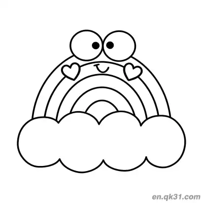 Free printable Cute Googly Eyes Heart Rainbow Coloring Page coloring page