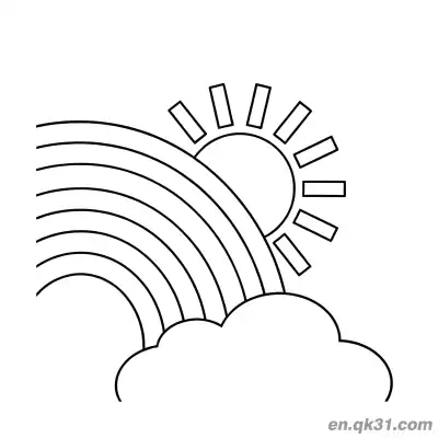 Free printable Minimalist Rainbow and Sun Coloring Page coloring page