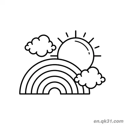 Free printable Modern Style Rainbow and Sun Coloring Page coloring page