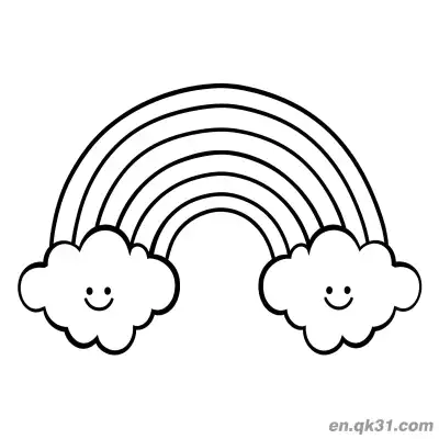Free printable Smiling Clouds Rainbow Coloring Page coloring page