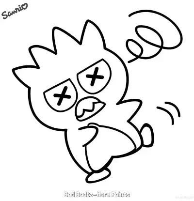 Free printable Bad Badtz-Maru Faints  Coloring Page - Free Printable Sanrio PDFS Coloring Sheets coloring page