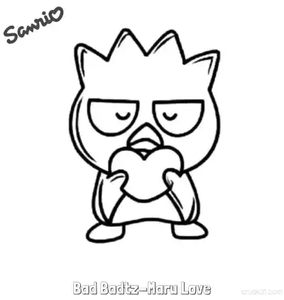 Free printable Bad Badtz-Maru Love  Coloring Page - Free Printable Sanrio PDFS Coloring Sheets coloring page
