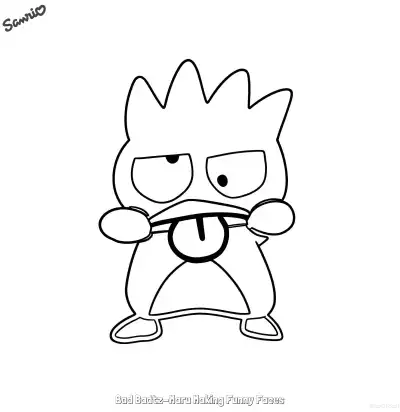 Free printable Bad Badtz-Maru Making Funny Faces  Coloring Page - Free Printable Sanrio PDFS Coloring Sheets coloring page