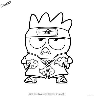 Free printable Bad Badtz-Maru Naruto Dress Up  Coloring Page - Free Printable Sanrio PDFS Coloring Sheets coloring page