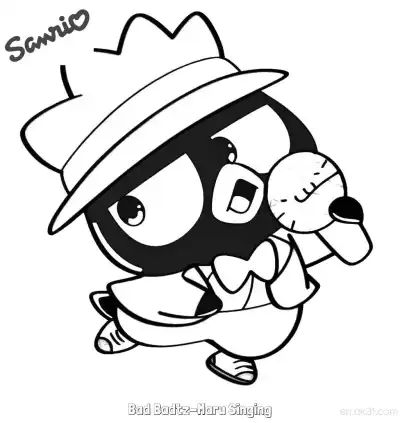 Free printable Bad Badtz-Maru Singing  Coloring Page - Free Printable Sanrio PDFS Coloring Sheets coloring page