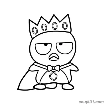 Free printable Badtz-Maru Dressed as King with Crown and Cape Coloring Page coloring page