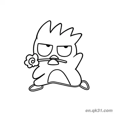Free printable Badtz-Maru Holding Flower in Mouth Cool Pose Coloring Page coloring page