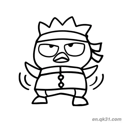 Free printable Badtz-Maru in Headband Practicing Martial Arts Coloring Page coloring page