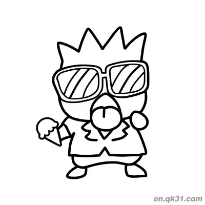 Free printable Badtz-Maru in Sunglasses Eating Ice Cream Coloring Page coloring page