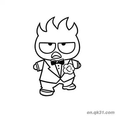 Free printable Badtz-Maru in Tuxedo with Boutonniere Coloring Page coloring page