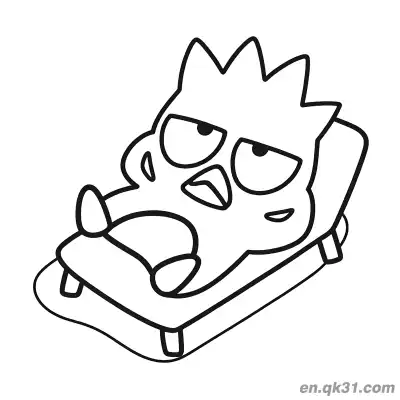Free printable Badtz-Maru Lounging on Sofa Coloring Page coloring page
