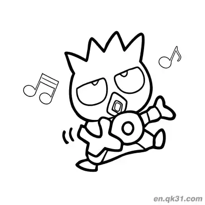 Free printable Badtz-Maru Playing Guitar Grooving to Music Coloring Page coloring page