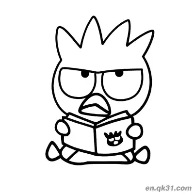 Free printable Badtz-Maru Sitting and Reading Book Seriously Coloring Page coloring page