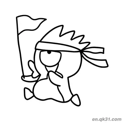 Free printable Badtz-Maru with Headband Holding Flag Celebrating Coloring Page coloring page