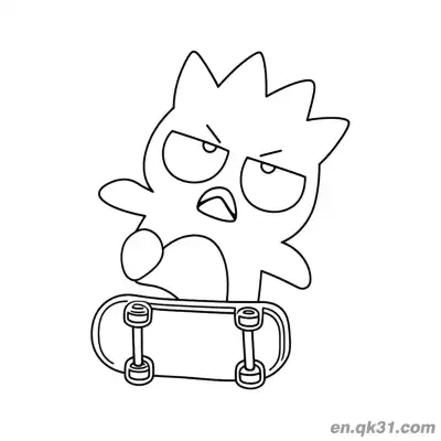 Free printable Badtz-Maru Riding a Skateboard Coloring Page coloring page