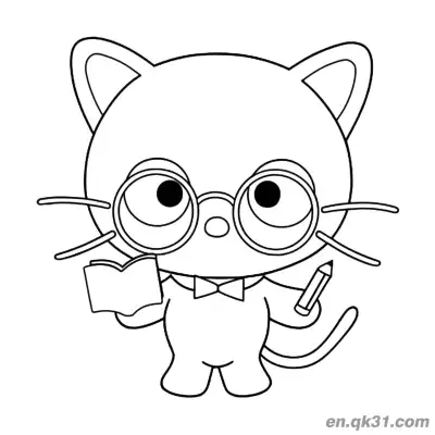 Free printable Chococat as Scholar with Book and Pencil Coloring Page coloring page