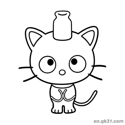 Free printable Chococat Balancing Bottle on Head Coloring Page coloring page