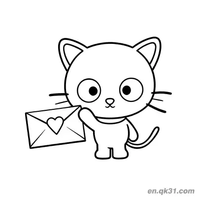 Free printable Chococat Holding Heart Envelope Coloring Page coloring page