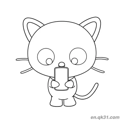 Free printable Chococat Holding Smartphone Coloring Page coloring page