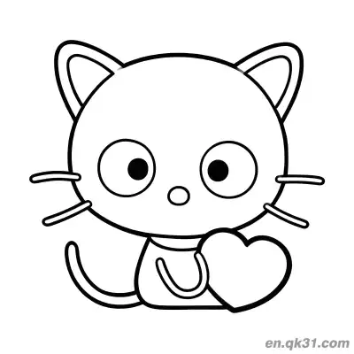 Free printable Chococat Hugging Heart with Gentle Look Coloring Page coloring page