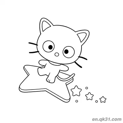 Free printable Chococat Riding on Star Flying Coloring Page coloring page