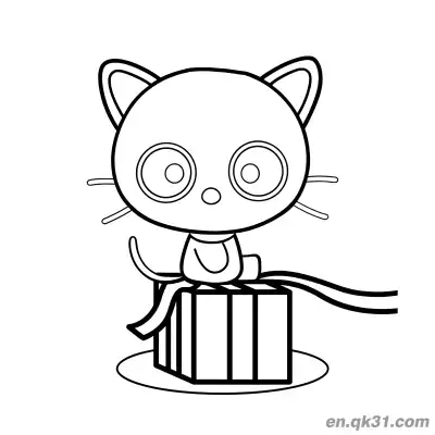 Free printable Chococat Sitting on Gift Box Playfully Coloring Page coloring page