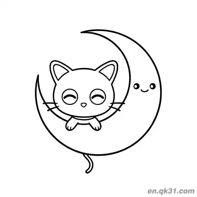 Free printable Chococat Sleeping on Crescent Moon Coloring Page coloring page