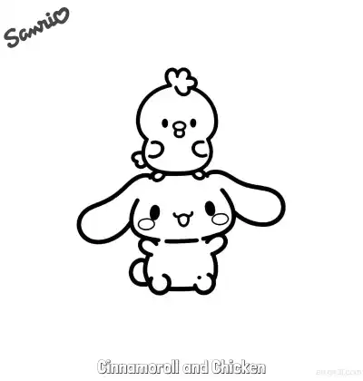 Free printable Cinnamoroll and Chicken  Coloring Page - Free Printable Sanrio PDFS Coloring Sheets coloring page