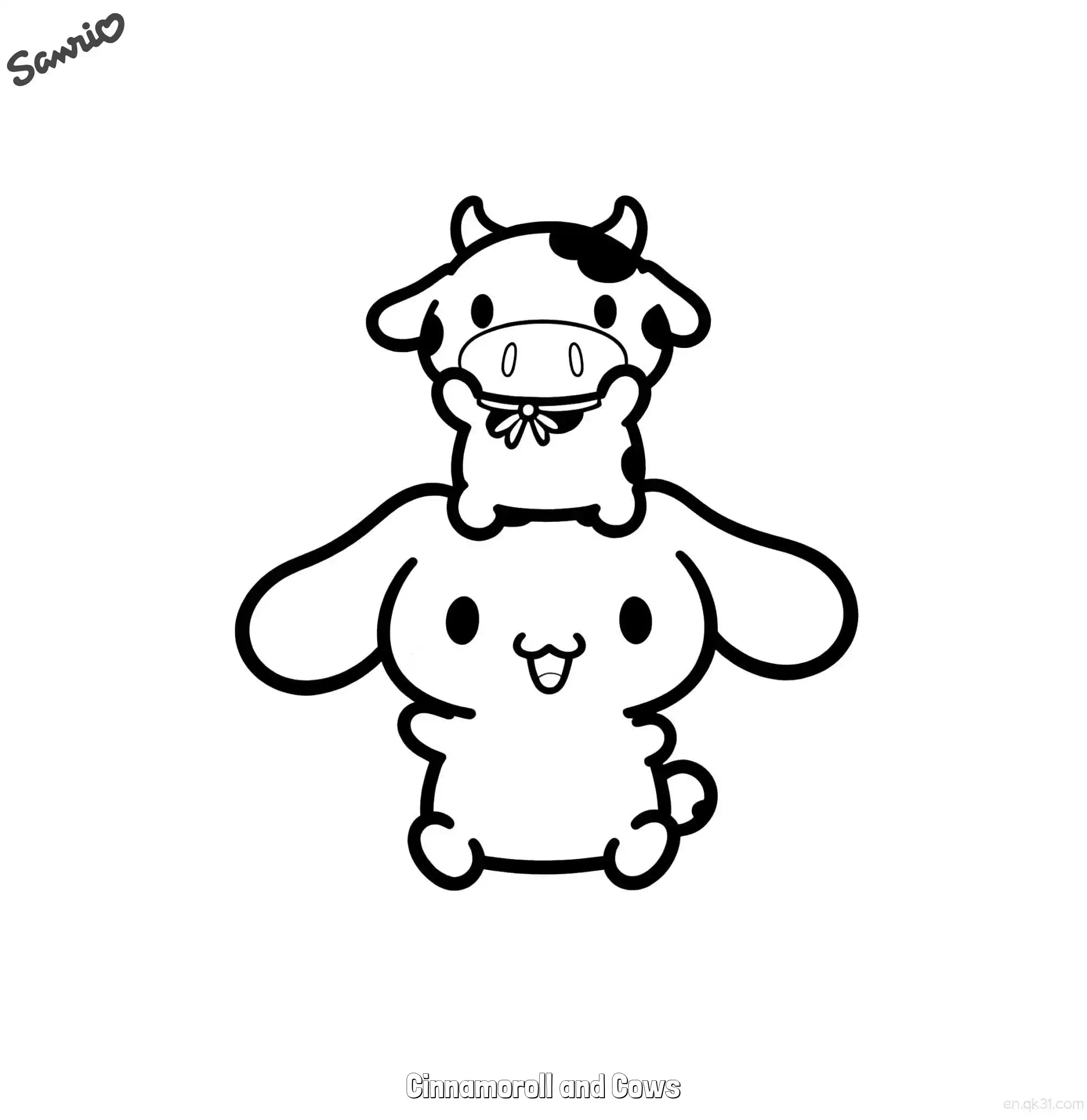 Cinnamoroll and Cows  Coloring Page - Free Printable Sanrio PDF Coloring Sheets – Free Printable Coloring Page for Kids and Adults
