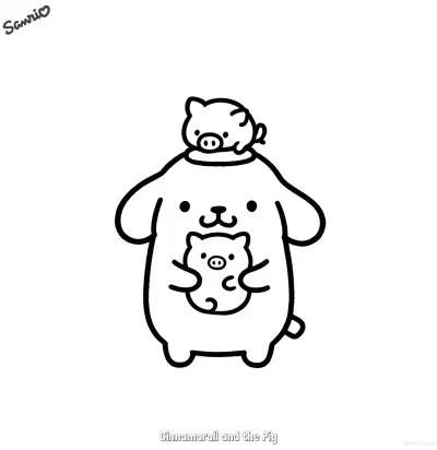 Free printable Cinnamoroll and the Pig 2 Coloring Page - Free Printable Sanrio PDFS Coloring Sheets coloring page