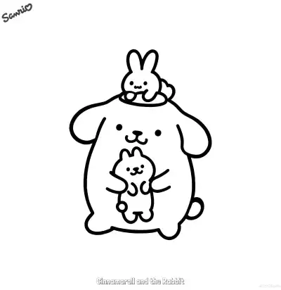 Free printable Cinnamoroll and the Rabbit  Coloring Page - Free Printable Sanrio PDFS Coloring Sheets coloring page