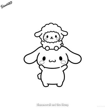 Free printable Cinnamoroll and the Sheep  Coloring Page - Free Printable Sanrio PDFS Coloring Sheets coloring page