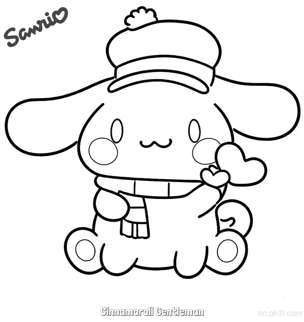 Cinnamoroll Gentleman 2 Coloring Page - Free Printable Sanrio PDF Coloring Sheets – Free Printable Coloring Page for Kids and Adults