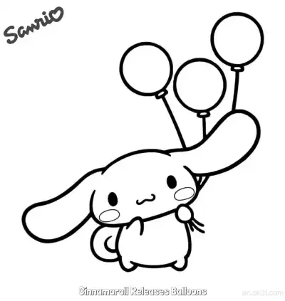 Free printable Cinnamoroll Releases Balloons  Coloring Page - Free Printable Sanrio PDFS Coloring Sheets coloring page