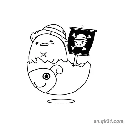 Free printable Gudetama as Pirate Driving Eggshell Ship Coloring Page coloring page