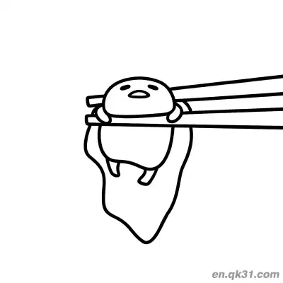 Free printable Gudetama Being Picked Up by Chopsticks with Egg White Dripping Coloring Page coloring page