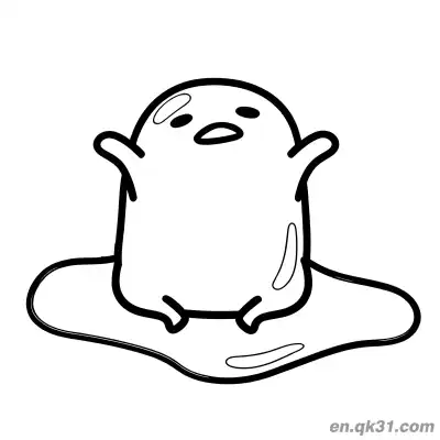 Free printable Gudetama Cheering with Raised Hands in Egg White Coloring Page coloring page