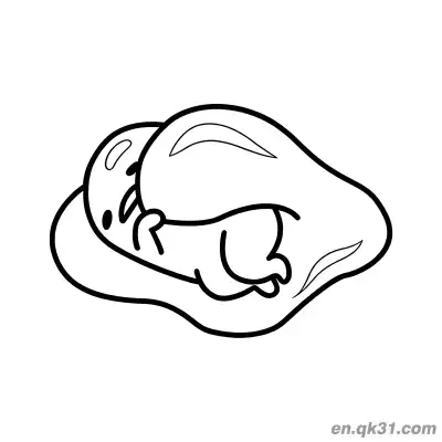 Free printable Gudetama Curled Up Sleeping in Egg White Coloring Page coloring page