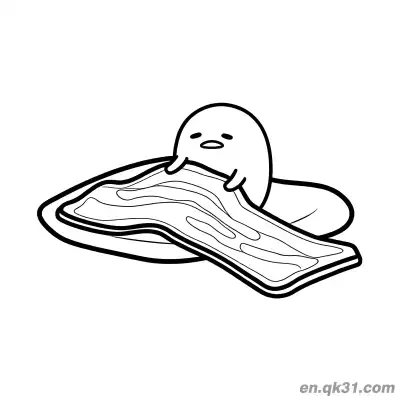 Free printable Gudetama Holding Bacon Slice Coloring Page coloring page