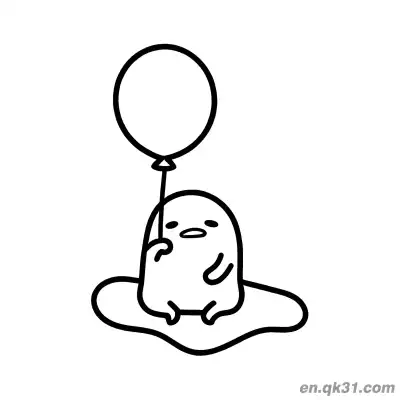 Free printable Gudetama Holding Balloon Relaxing in Egg White Coloring Page coloring page