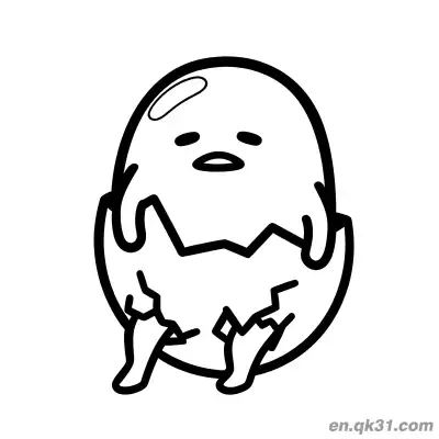 Free printable Gudetama in Cracked Eggshell with Limbs Out Coloring Page coloring page