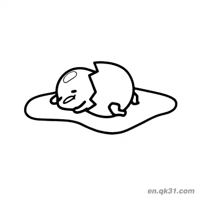 Free printable Gudetama Lying in Egg White with Eggshell Beside Lazy Resting Coloring Page coloring page
