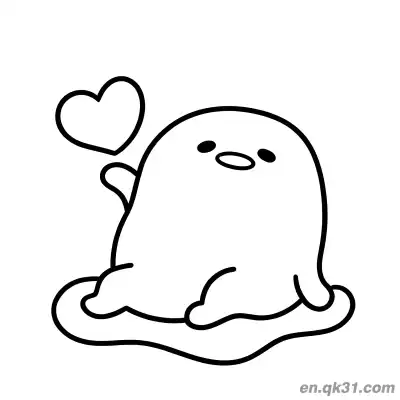 Free printable Gudetama Making Heart Gesture with Love in Egg White Coloring Page coloring page