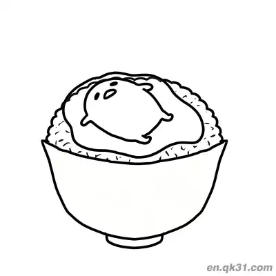 Free printable Gudetama on Rice Bowl as Tamago Kake Gohan Coloring Page coloring page