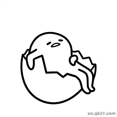 Free printable Gudetama Peeking Out of Cracked Eggshell Sneaking Away Coloring Page coloring page