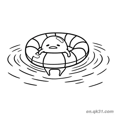 Free printable Gudetama Sitting in Swim Ring Floating Comfortably in Water Coloring Page coloring page