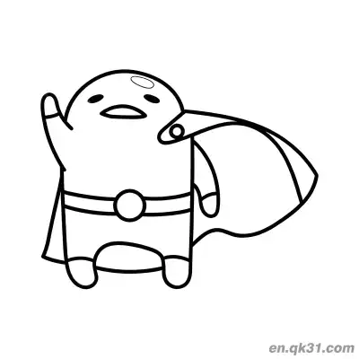 Free printable Gudetama Transforming into Superhero with Cape Waving Coloring Page coloring page